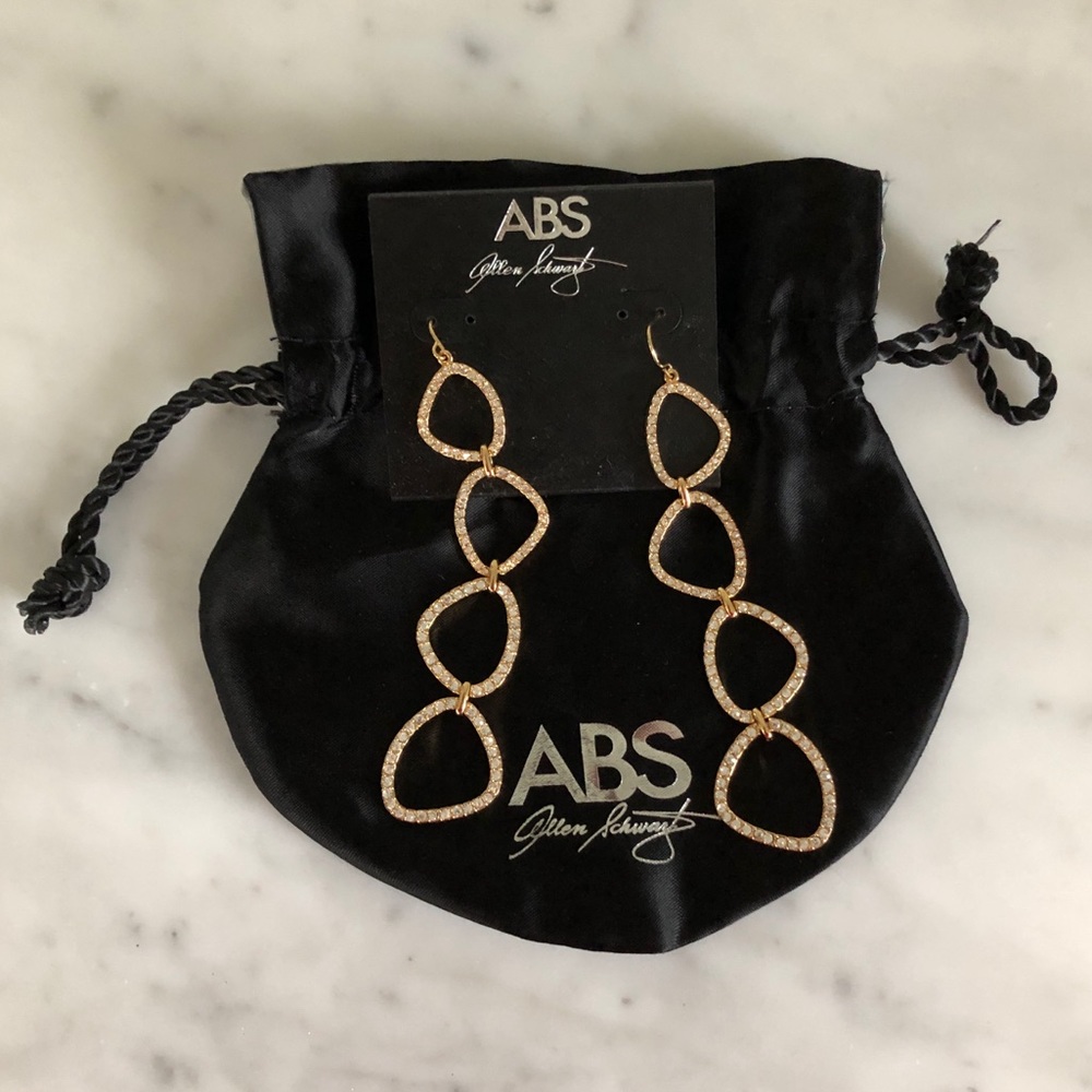 ABS Allen Schwartz Dangle Gold & Crystal Earrings